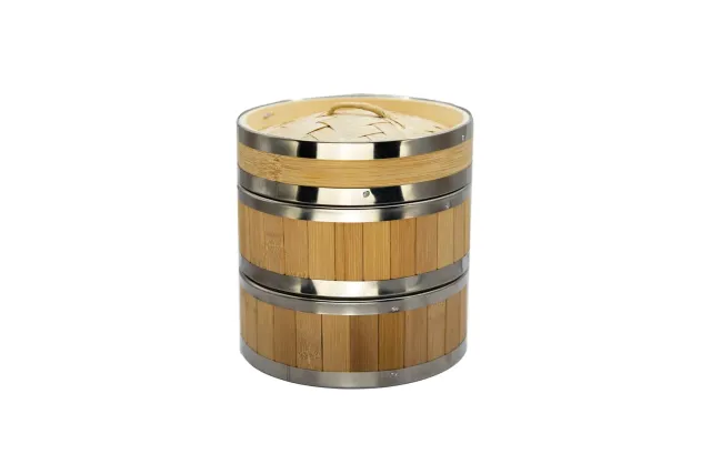 APS Bamboe Stoommand 15 cm 2 mandjes + deksel